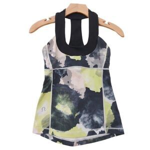 Lululemon Tank Top Womens 4 Gray Wide Strap Racerback Tie-Dye Training Running